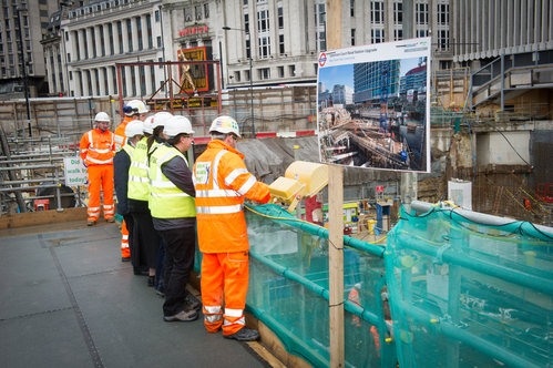 View of new ticket office looking North