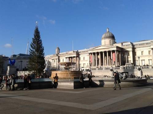 Christmas Day in London Trafalgar Square